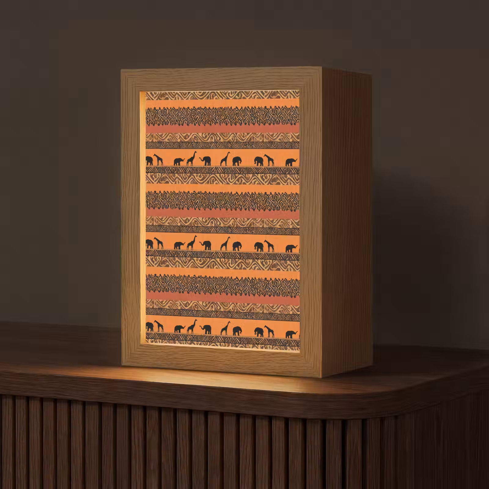 Gepersonaliseerd Lightbox - Oranje - Safari - Afrikaans - Dieren - Patroon — 1
