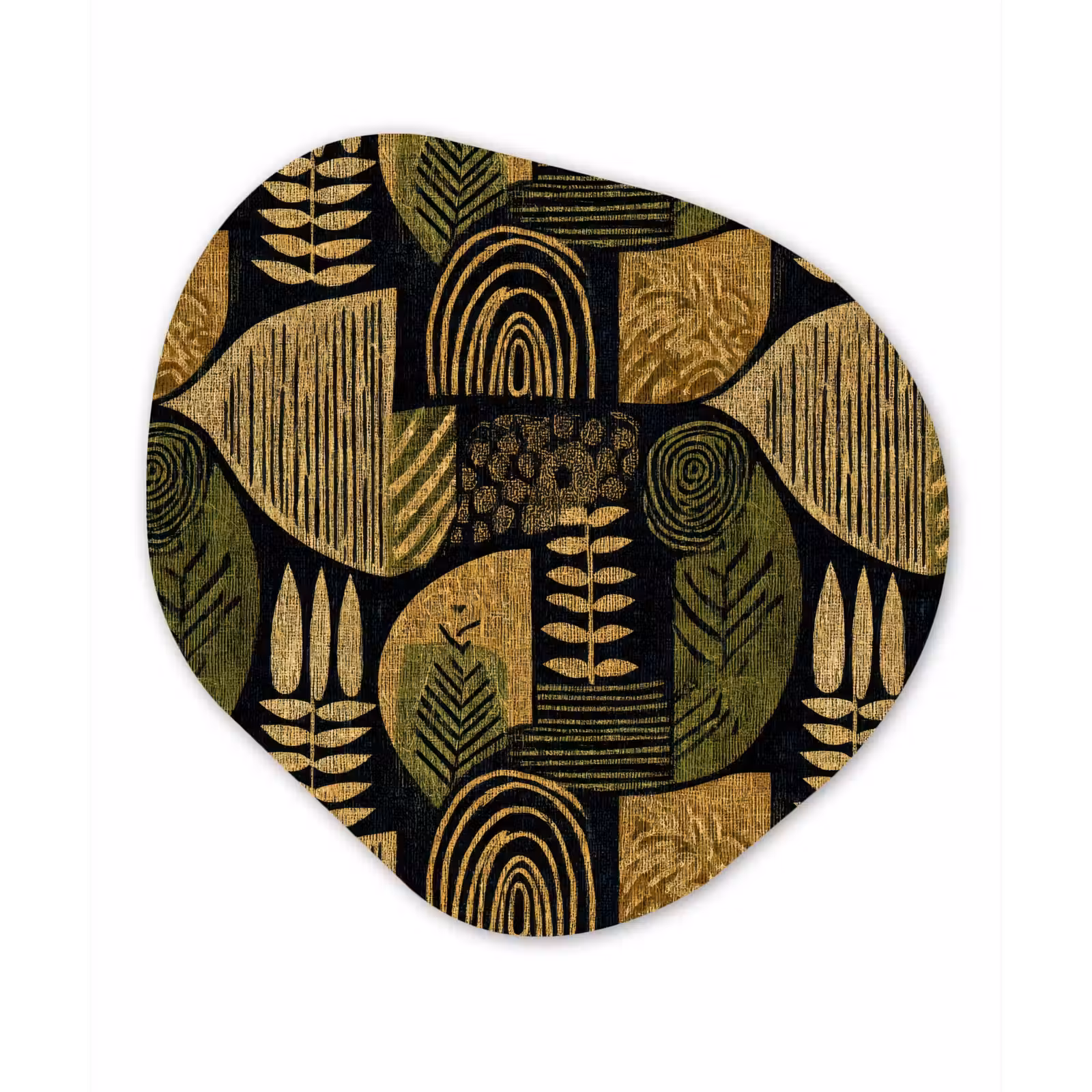 Organisch schilderij aluminium - Zwart - Okergeel - Botanisch - Textuur — 1