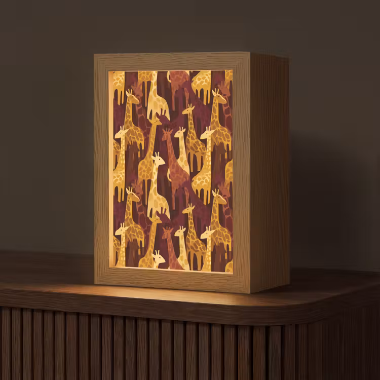 Gepersonaliseerd Lightbox - Bruin - Giraffen - Safari - Patroon — 1