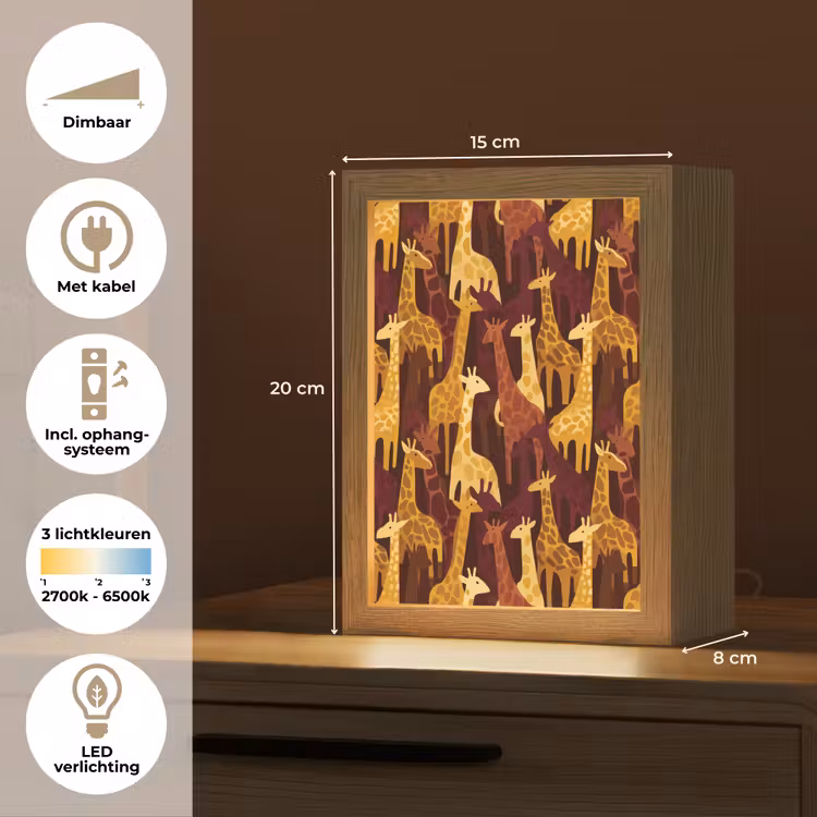 Gepersonaliseerd Lightbox - Bruin - Giraffen - Safari - Patroon — 7