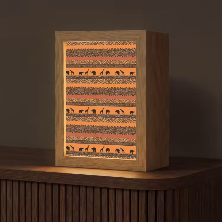 Gepersonaliseerd Lightbox - Oranje - Safari - Afrikaans - Dieren - Patroon — 1