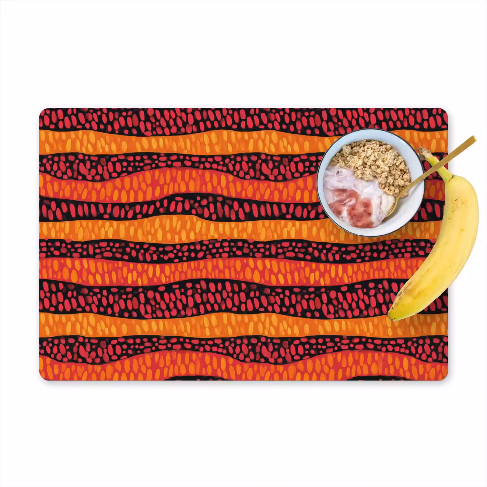 Placemat - 6 stuks - Oranje - Roze - Expressief - Patroon — 1