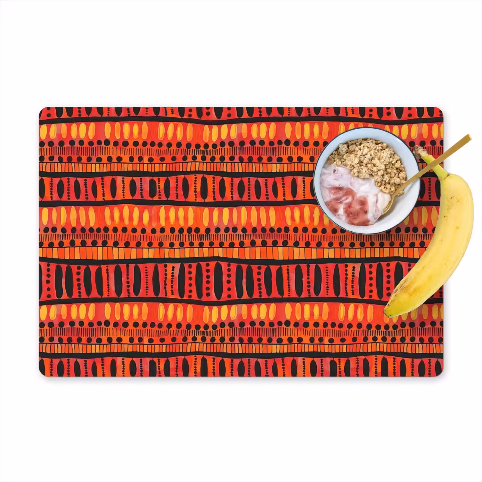 Placemat - 6 stuks - Rood - Oranje - Etnisch - Expressief - Patroon — 1