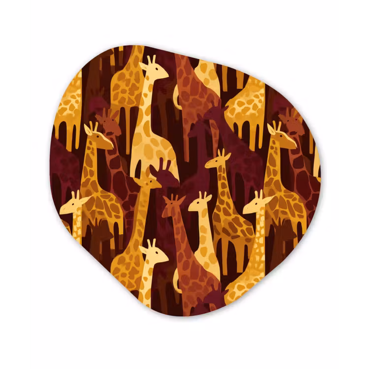 Organisch schilderij aluminium - Bruin - Giraffen - Safari - Patroon — 1