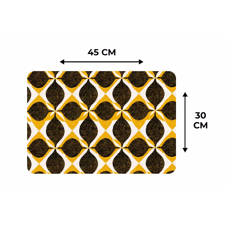Placemat - 6 stuks - Geel - Zwart - Geometrisch - Retro - Textuur — 3