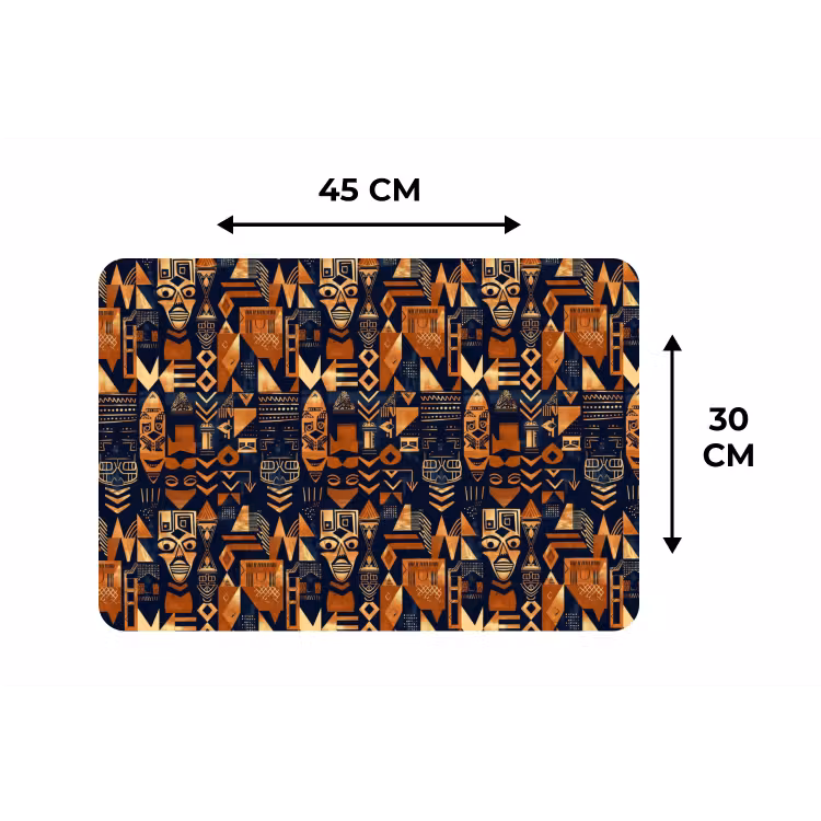 Placemat - 6 stuks - Nachtblauw - Koper - Tribaal - Maskers — 3