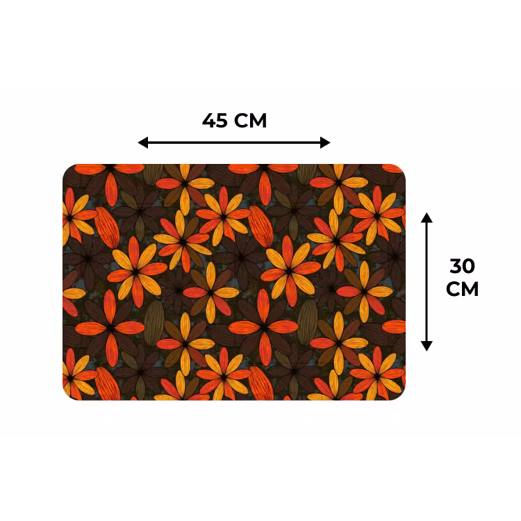 Placemat - 6 stuks - Oranje - Retro - Bloemen - Herfst — 3