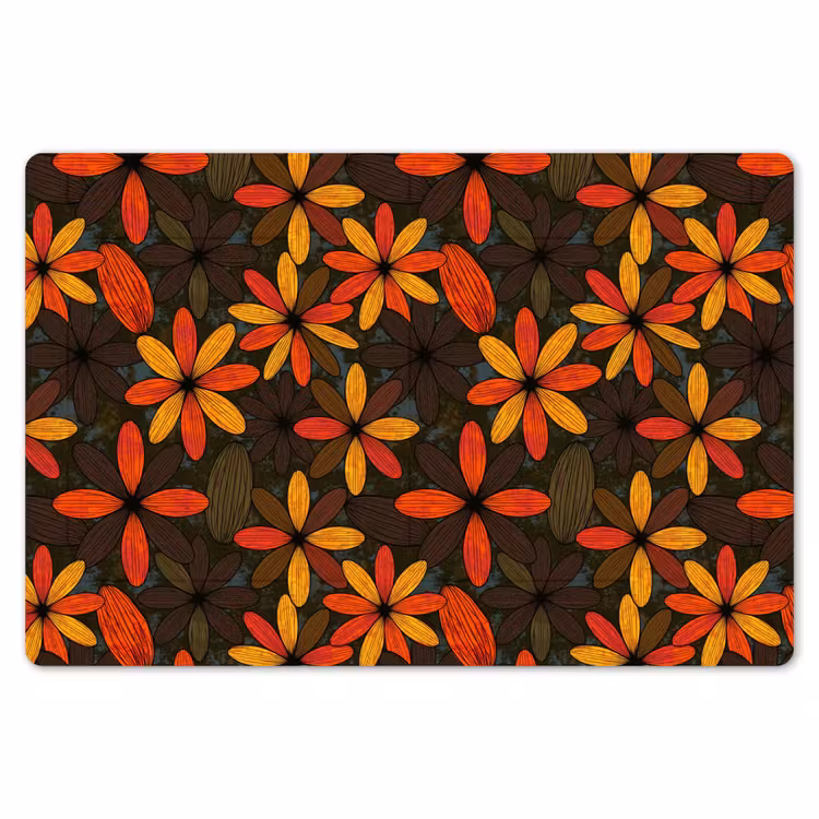 Placemat - 6 stuks - Oranje - Retro - Bloemen - Herfst — 7