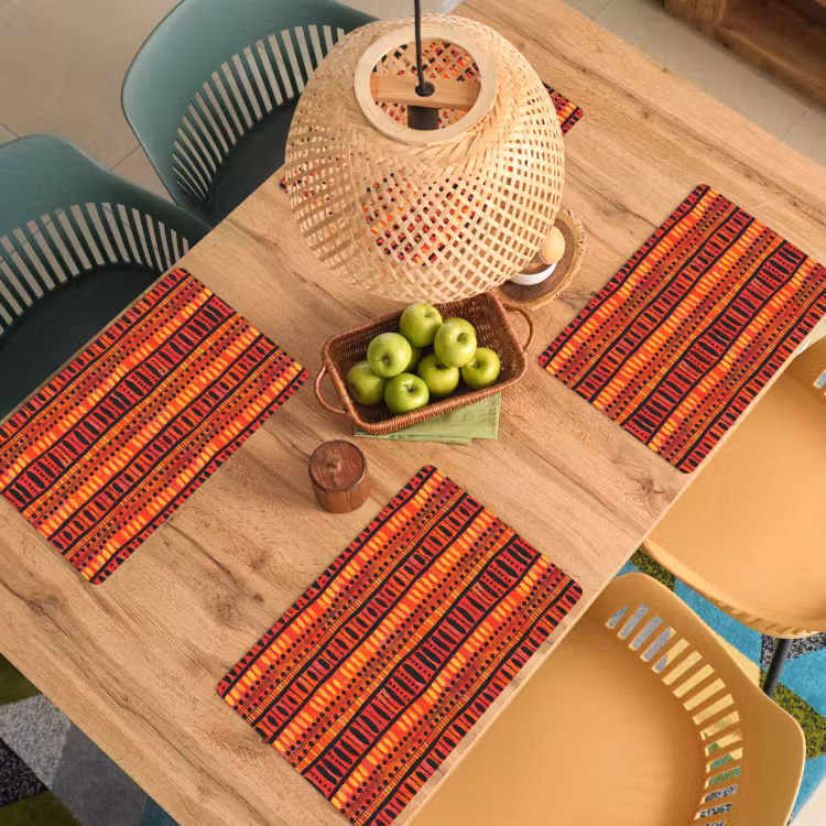Placemat - 6 stuks - Rood - Oranje - Etnisch - Expressief - Patroon — 6