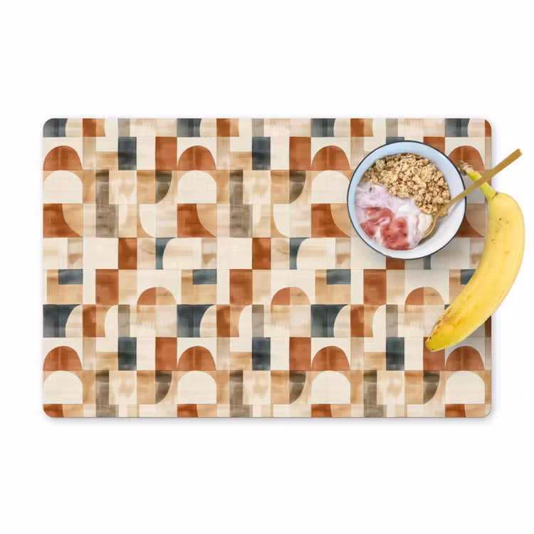 Placemat - 6 stuks - Terracotta - Geometrisch - Aquarel - Textuur — 1