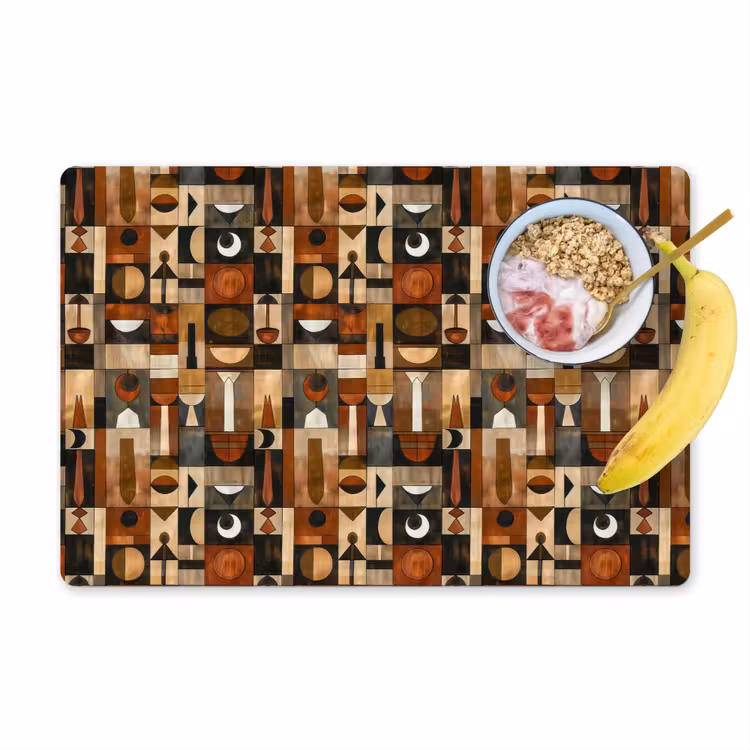 Placemat - 6 stuks - Terracotta - Geometrisch - Mid-Century - Patroon — 1