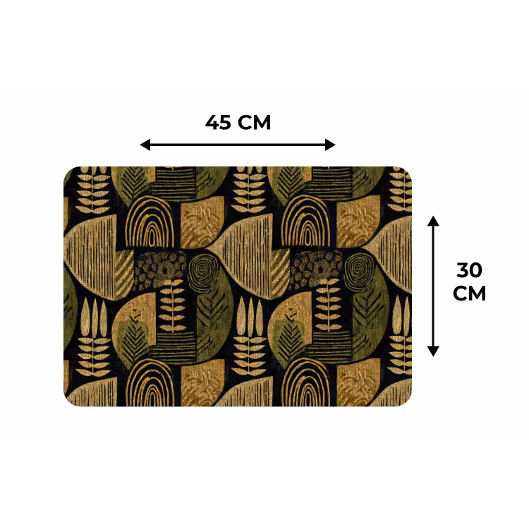 Placemat - 6 stuks - Zwart - Okergeel - Botanisch - Textuur — 3