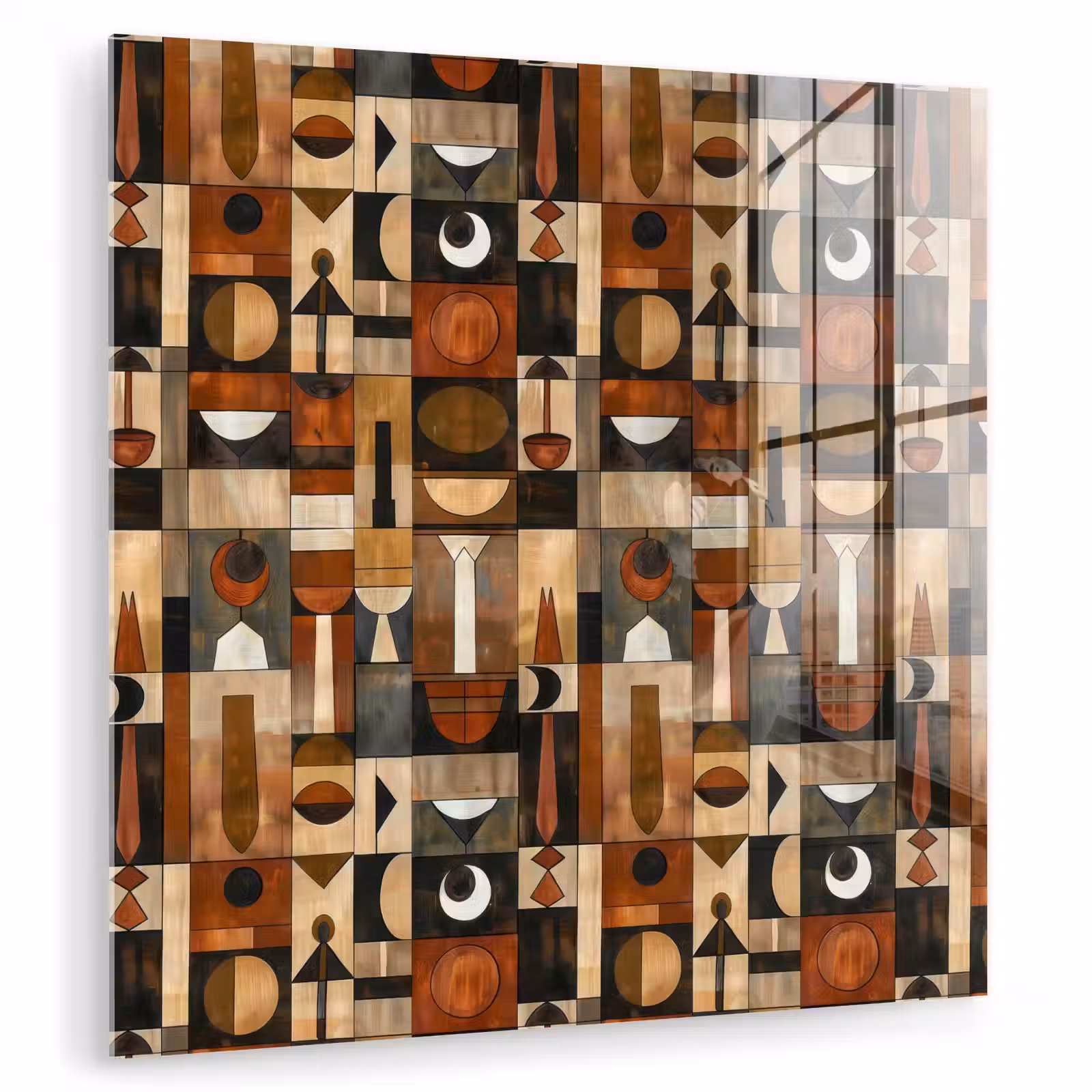 Glas schilderij - Terracotta - Geometrisch - Mid-Century - Patroon — 1