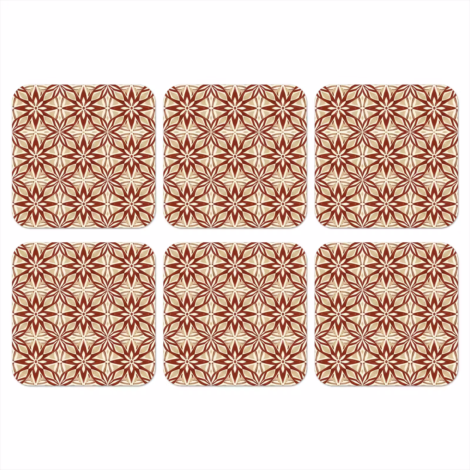 Onderzetter - Bordeauxrood - Geometrisch - Tegel - Patroon — 1