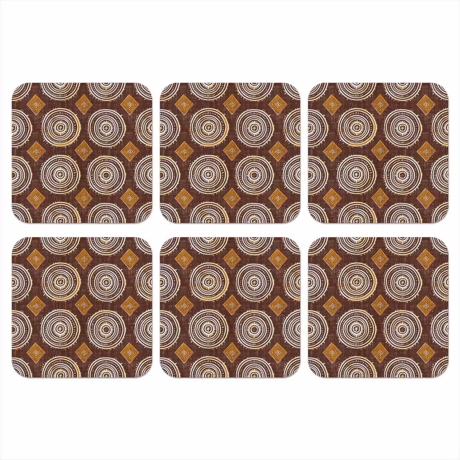 Onderzetter - Chocoladebruin - Etnisch - Tribaal - Cirkels - Patroon — 1