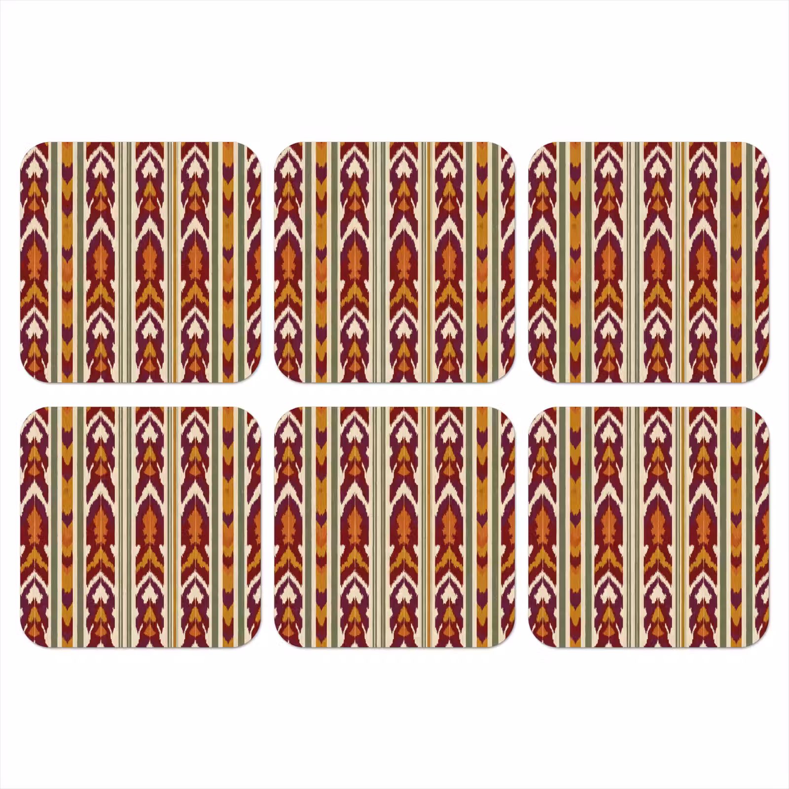 Onderzetter - Ikat - Bordeauxrood - Etnisch - Patroon — 1