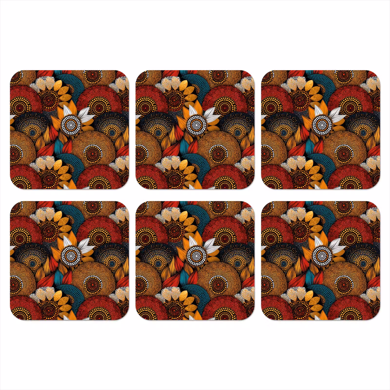 Onderzetter - Kleurrijk - Aboriginal - Dot Painting - Botanisch - Patroon — 1