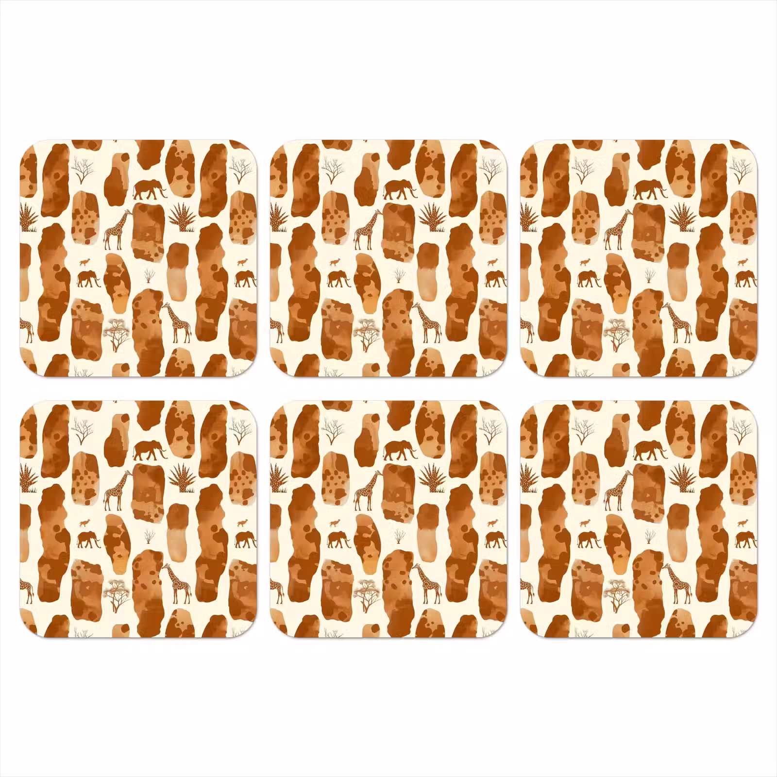 Onderzetter - Terracotta - Safari - Dieren - Patroon — 1
