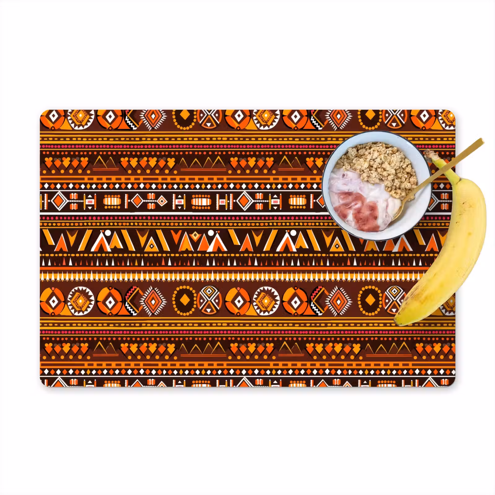 Placemat - 6 stuks - Oranje - Etnisch - Tribaal - Geometrisch - Patroon — 1