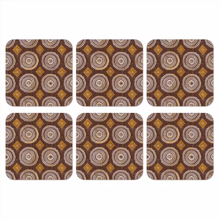 Onderzetter - Chocoladebruin - Etnisch - Tribaal - Cirkels - Patroon — 1