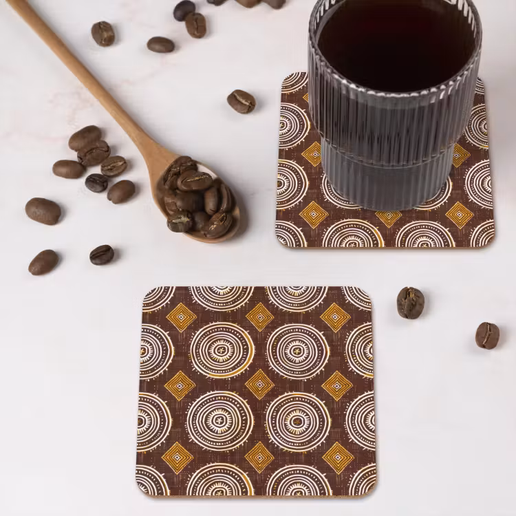 Onderzetter - Chocoladebruin - Etnisch - Tribaal - Cirkels - Patroon — 4