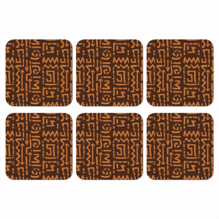 Onderzetter - Chocoladebruin - Etnisch - Tribaal - Symbolen — 1