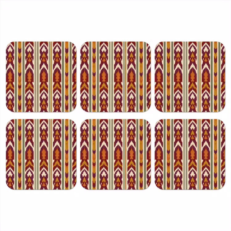 Onderzetter - Ikat - Bordeauxrood - Etnisch - Patroon — 1