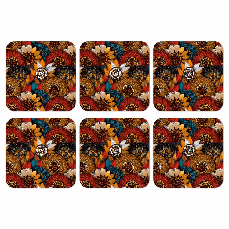 Onderzetter - Kleurrijk - Aboriginal - Dot Painting - Botanisch - Patroon — 1