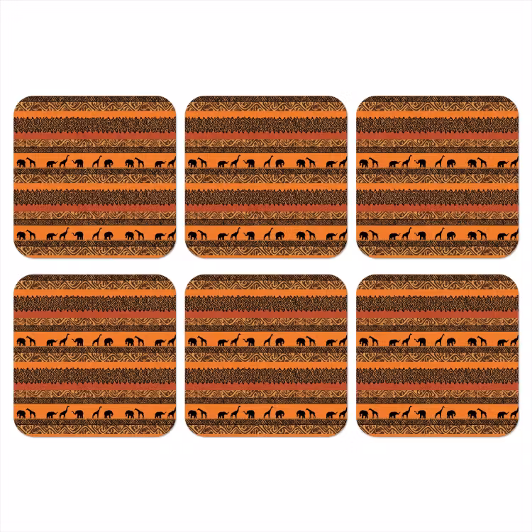 Onderzetter - Oranje - Safari - Afrikaans - Dieren - Patroon — 1