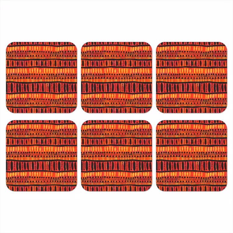Onderzetter - Rood - Oranje - Etnisch - Expressief - Patroon — 1