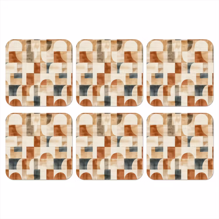 Onderzetter - Terracotta - Geometrisch - Aquarel - Textuur — 1