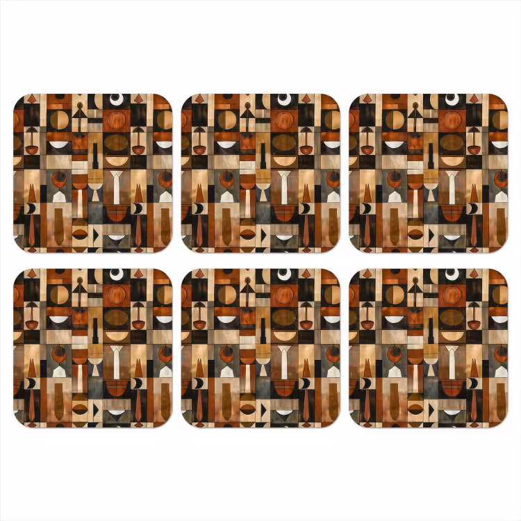 Onderzetter - Terracotta - Geometrisch - Mid-Century - Patroon — 1