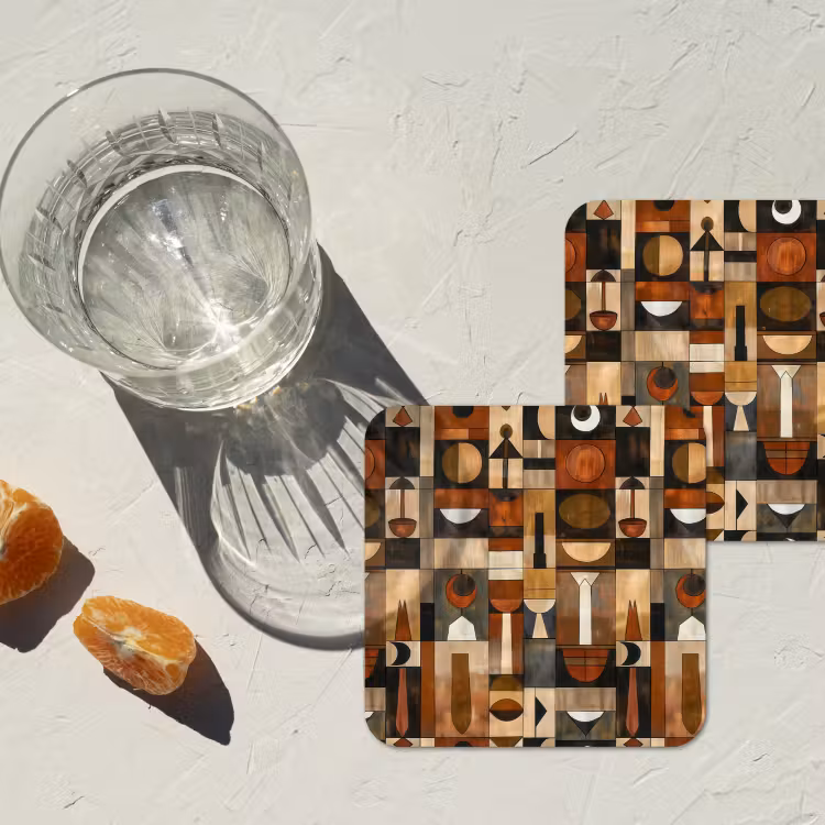 Onderzetter - Terracotta - Geometrisch - Mid-Century - Patroon — 2