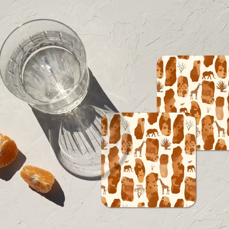 Onderzetter - Terracotta - Safari - Dieren - Patroon — 2