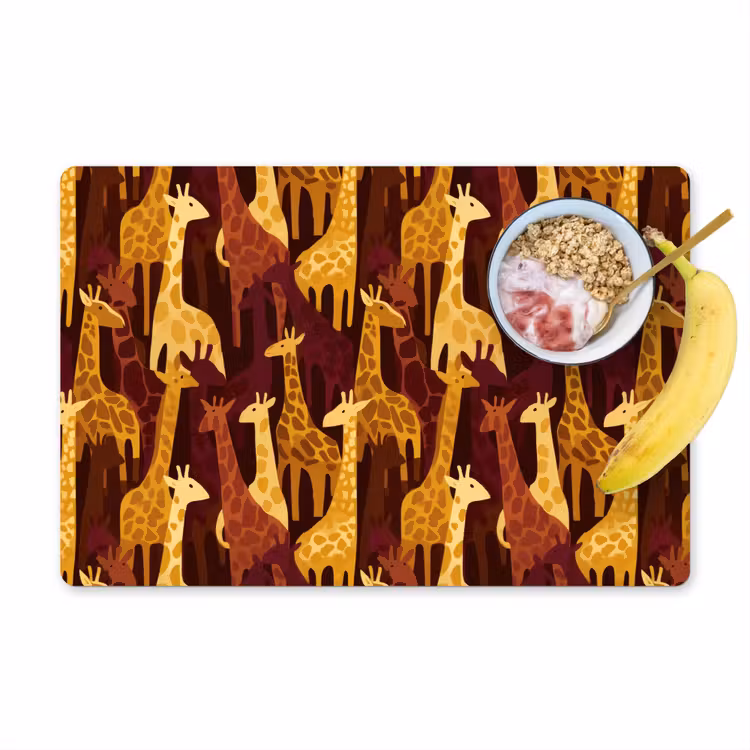 Placemat - 6 stuks - Bruin - Giraffen - Safari - Patroon — 1