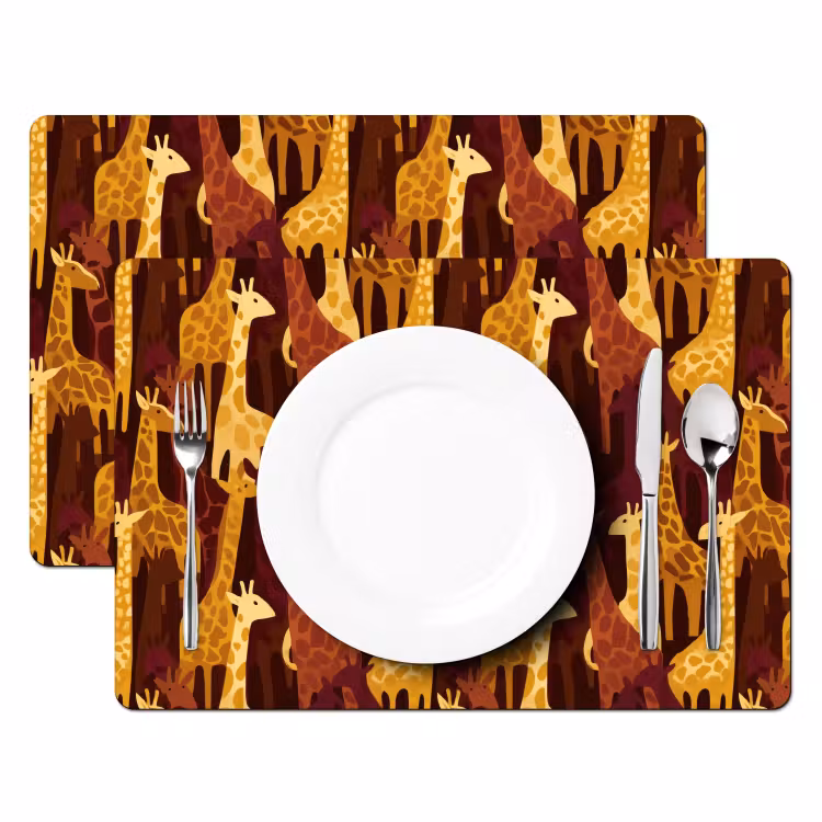Placemat - 6 stuks - Bruin - Giraffen - Safari - Patroon — 2