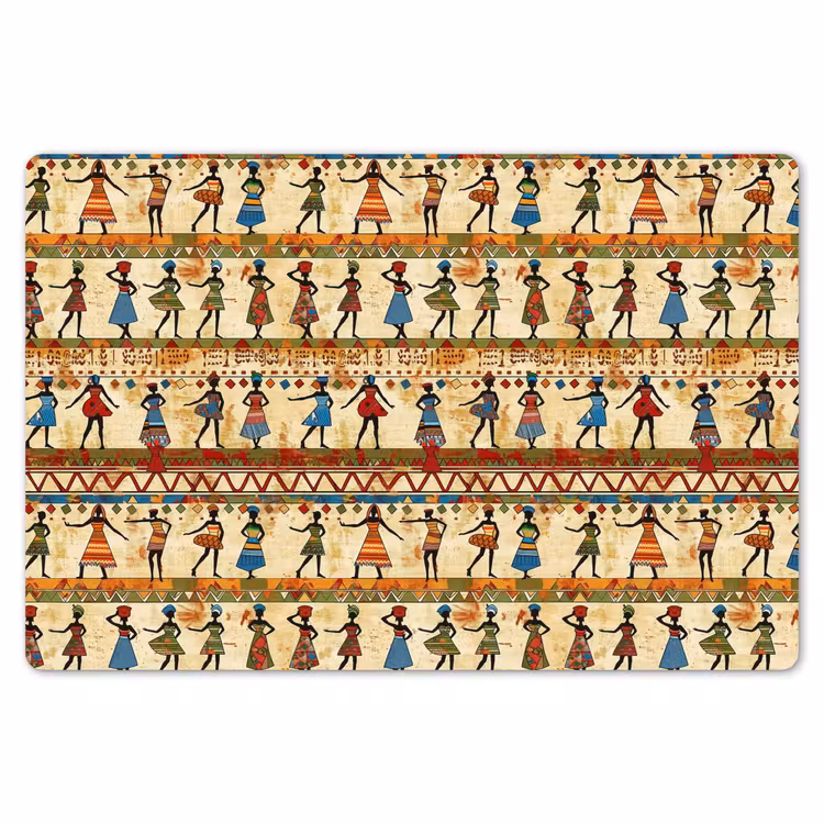 Placemat - 6 stuks - Kleurrijk - Afrikaans - Etnisch - Dansende Vrouwen - Patroon — 7