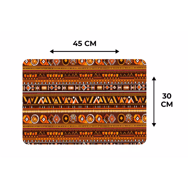 Placemat - 6 stuks - Oranje - Etnisch - Tribaal - Geometrisch - Patroon — 3