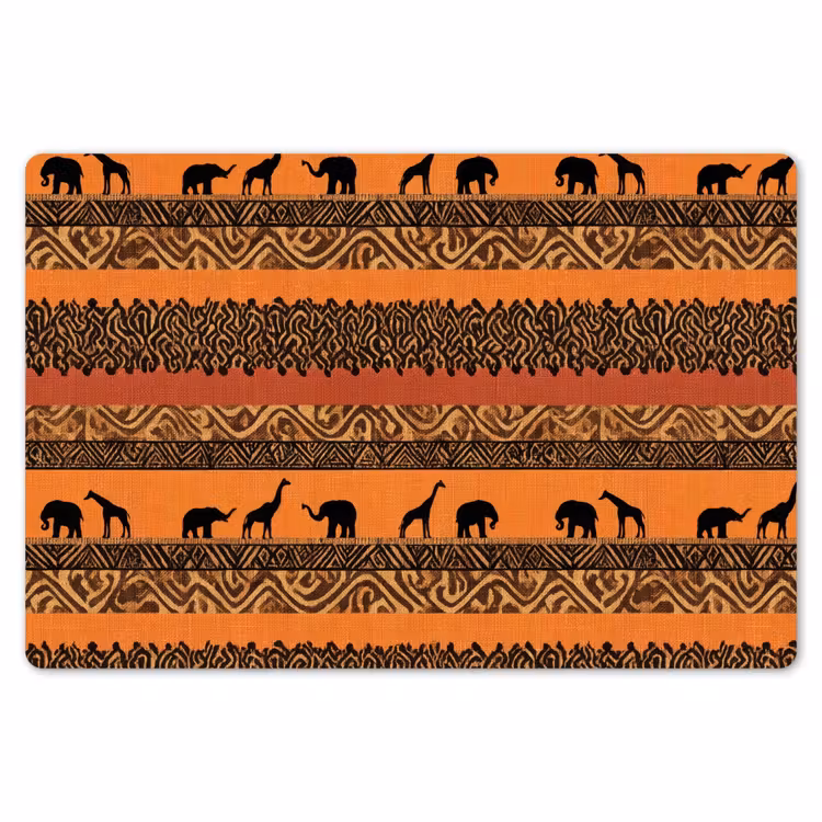 Placemat - 6 stuks - Oranje - Safari - Afrikaans - Dieren - Patroon — 7