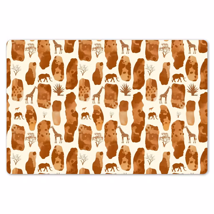 Placemat - 6 stuks - Terracotta - Safari - Dieren - Patroon — 7