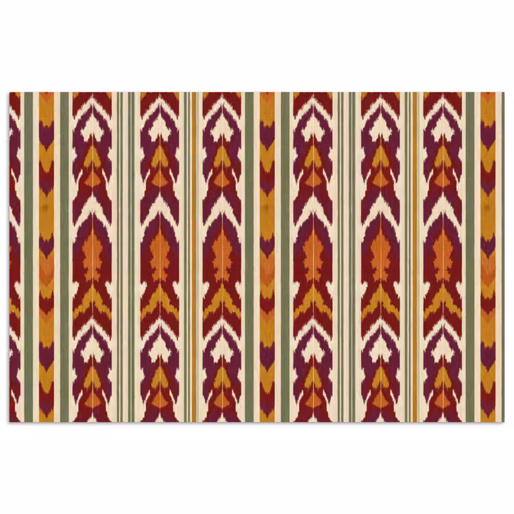 Poster - Ikat - Bordeauxrood - Etnisch - Patroon — 1