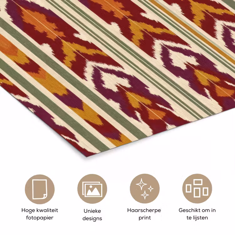 Poster - Ikat - Bordeauxrood - Etnisch - Patroon — 5