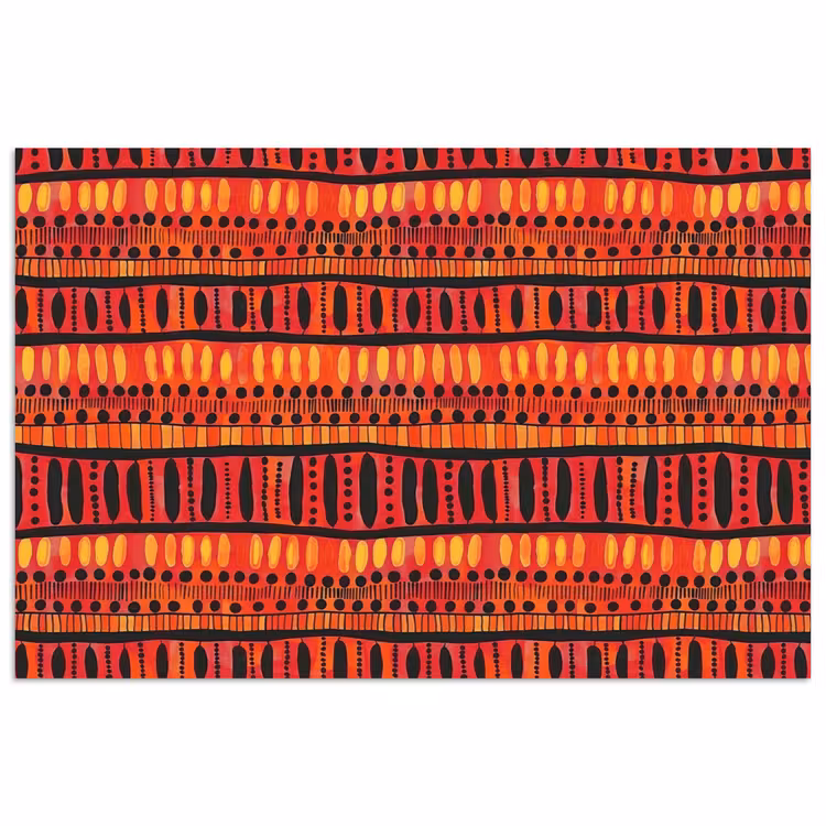 Poster - Rood - Oranje - Etnisch - Expressief - Patroon — 1