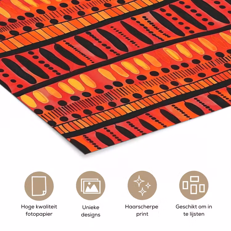 Poster - Rood - Oranje - Etnisch - Expressief - Patroon — 5