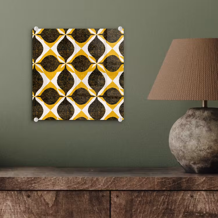 Glas schilderij - Geel - Zwart - Geometrisch - Retro - Textuur — 4