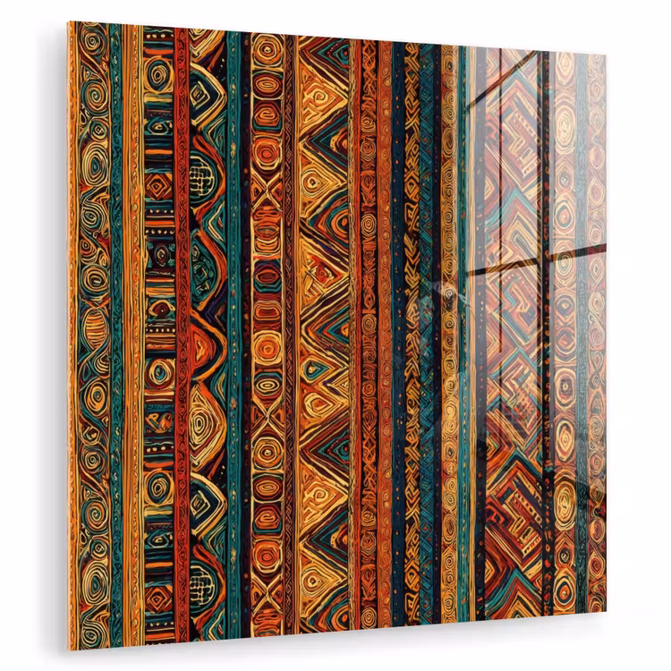 Glas schilderij - Kleurrijk - Etnisch - Folkloristisch - Patroon — 1
