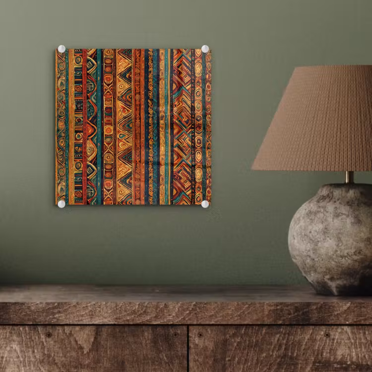 Glas schilderij - Kleurrijk - Etnisch - Folkloristisch - Patroon — 4