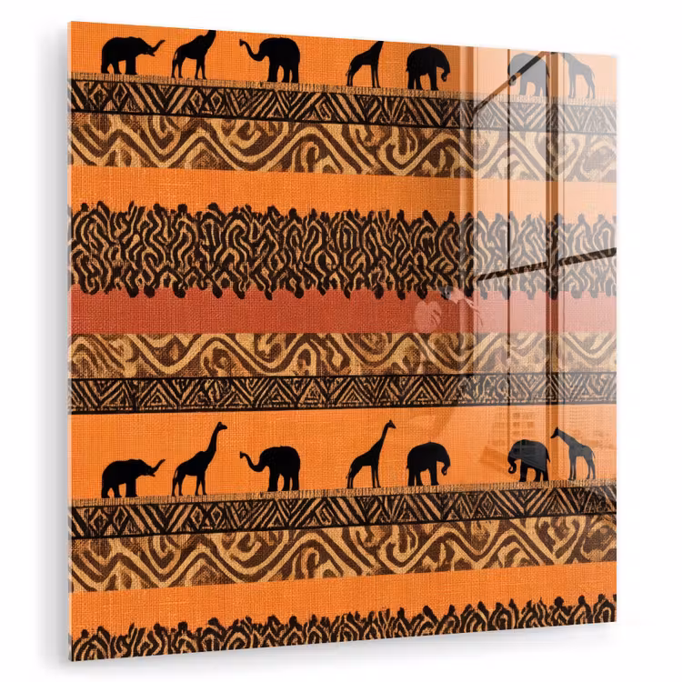 Glas schilderij - Oranje - Safari - Afrikaans - Dieren - Patroon — 1