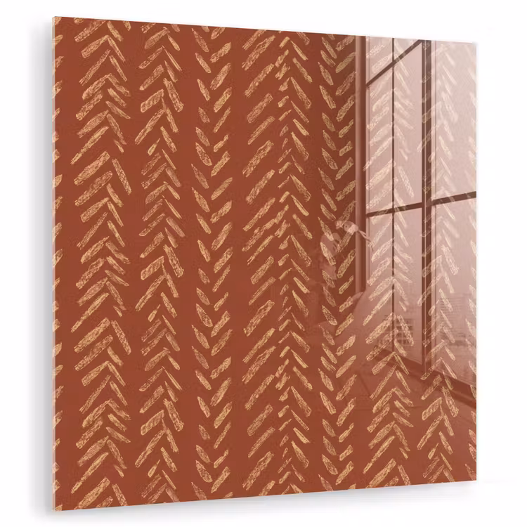 Glas schilderij - Terracotta - Visgraat - Ambachtelijk - Patroon — 1