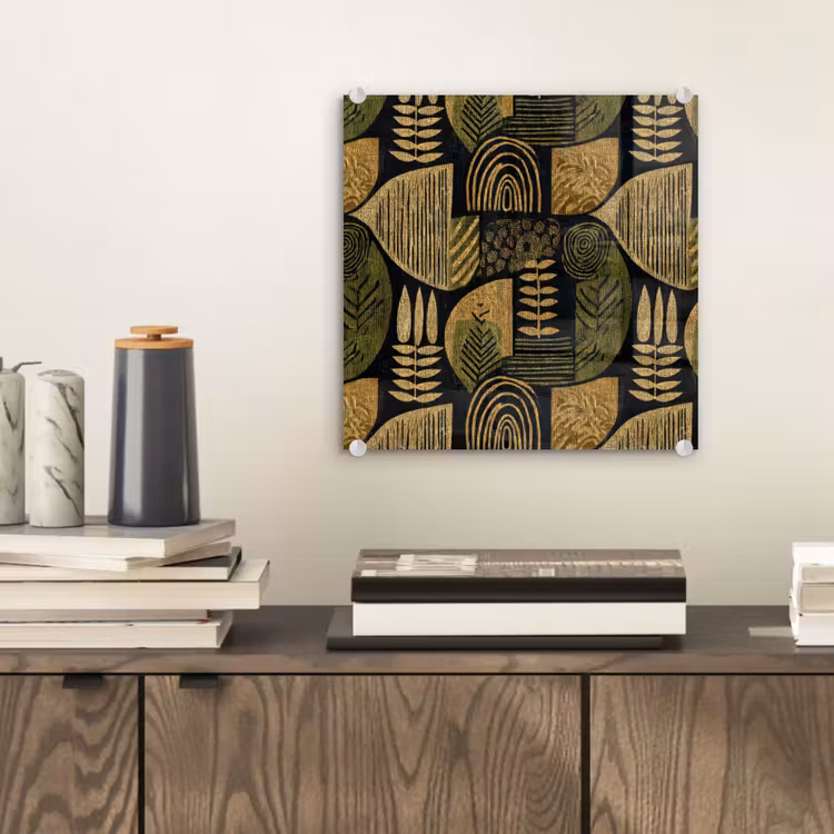 Glas schilderij - Zwart - Okergeel - Botanisch - Textuur — 2
